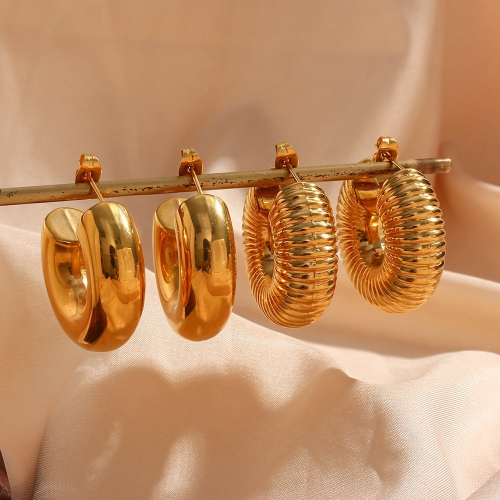 Textured Chunky Gold Hoops.