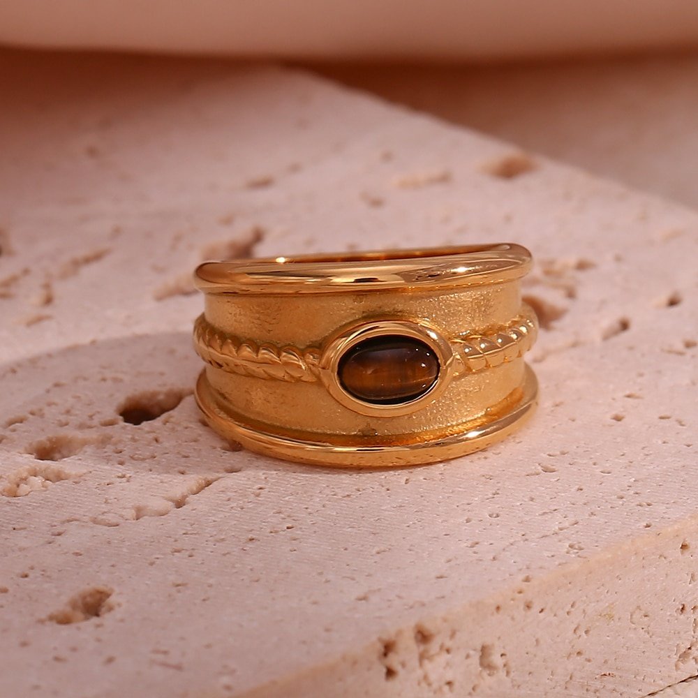 Front view of the Western Gold Tiger's Eye Ring Band.