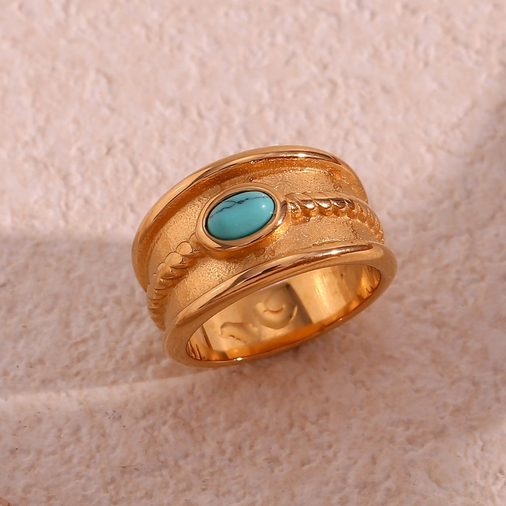Closeup of the Western Gold Turquoise Ring Band.