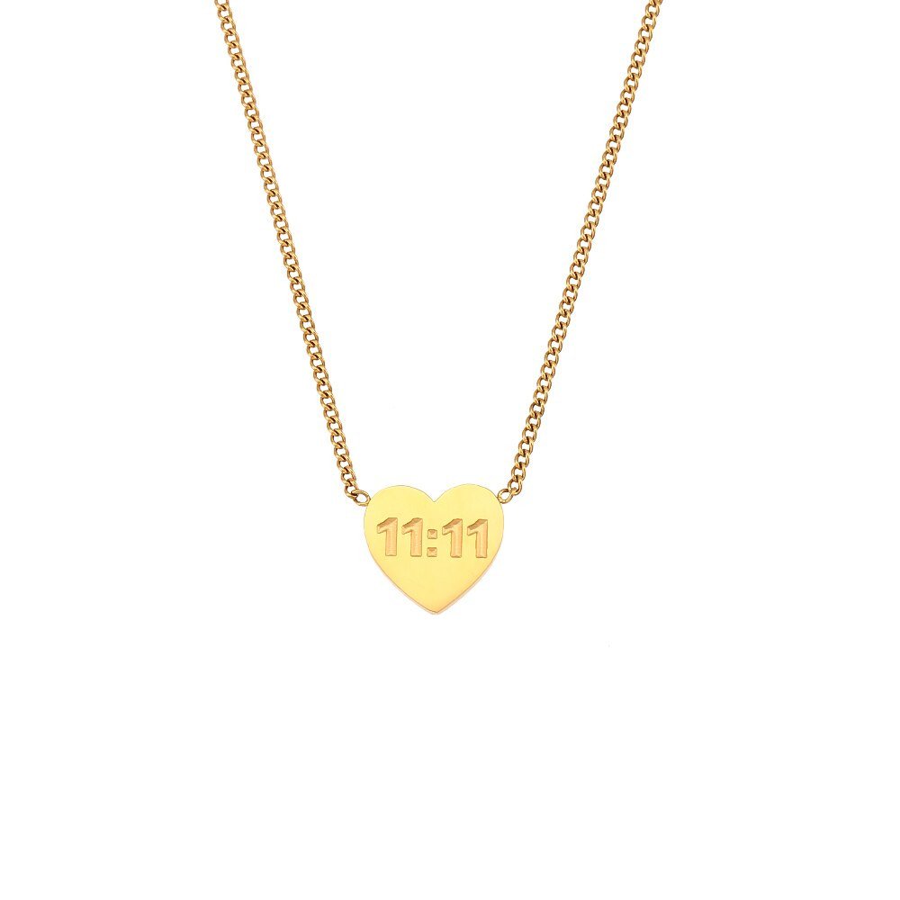 11:11 Gold Heart Necklace.