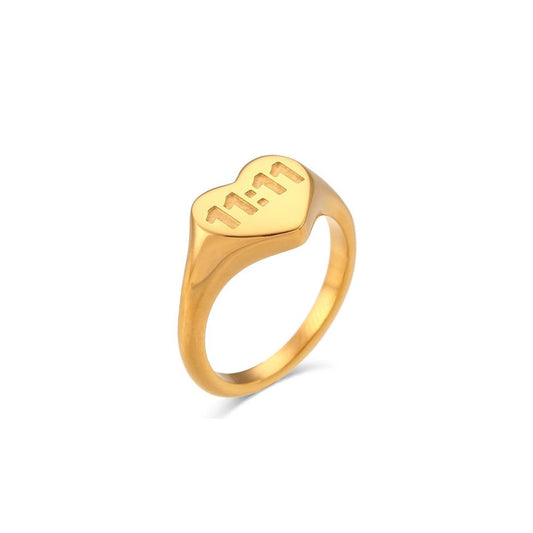 11:11 Gold Heart Ring.