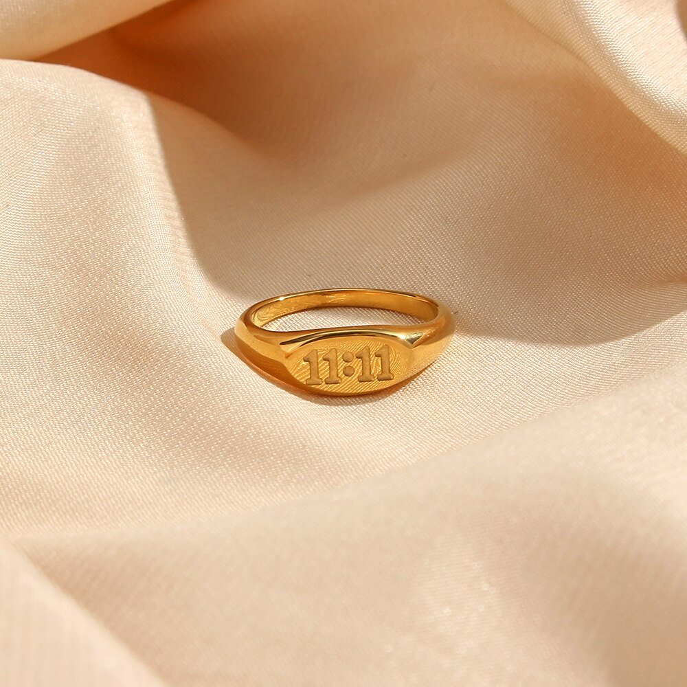 Closeup of the 11:11 Signet Ring.
