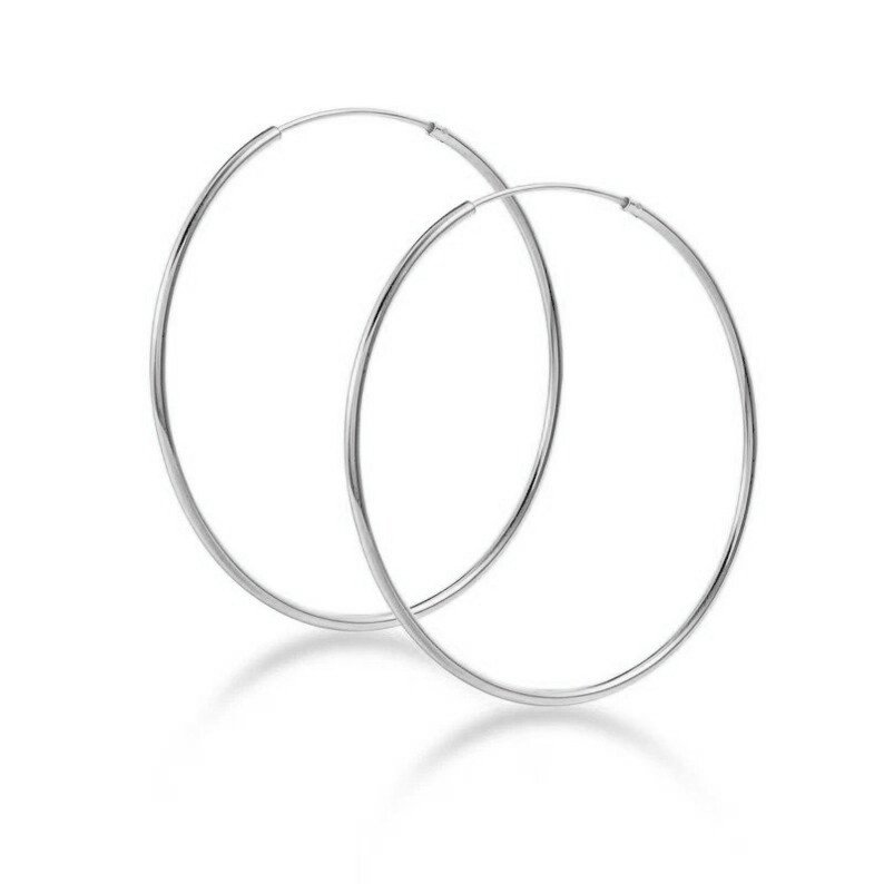 Silver 2 Inch hoop earrings.