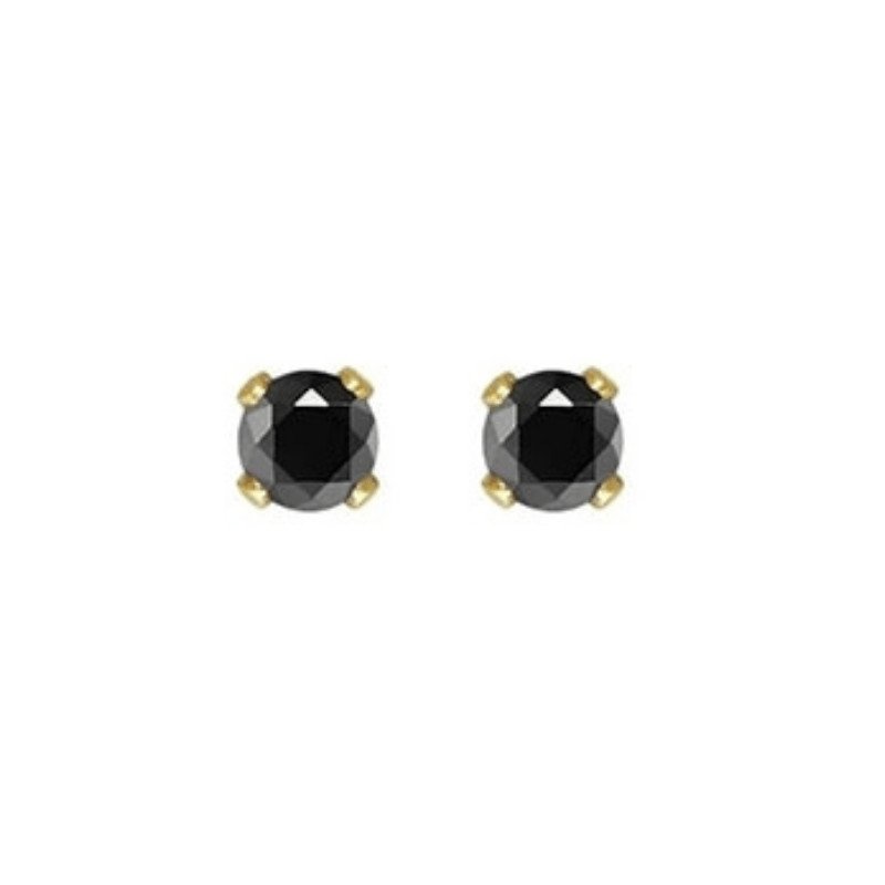 5mm prong set black zircon gold stud earrings