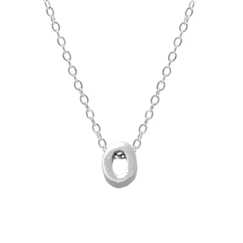 Silver Initial Charm Necklace, Letter O.