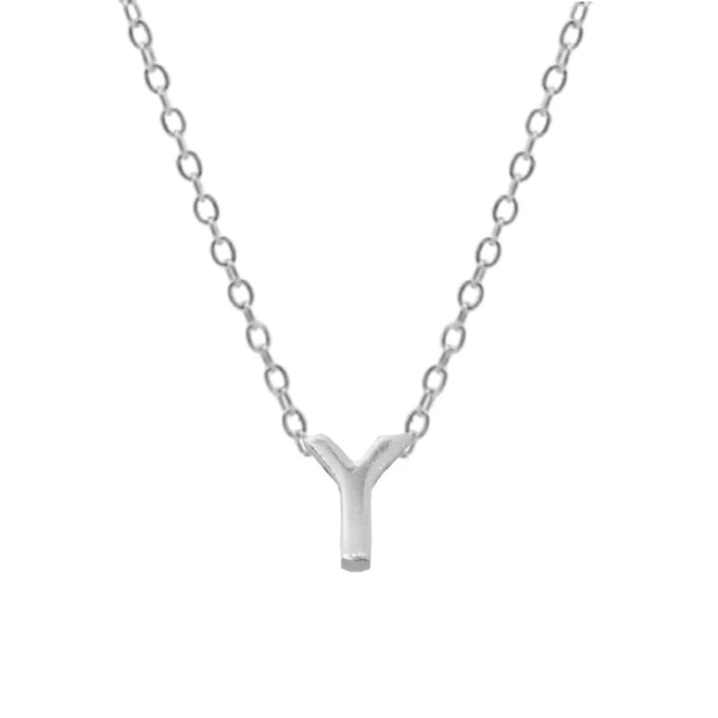 Silver Initial Charm Necklace, Letter Y.