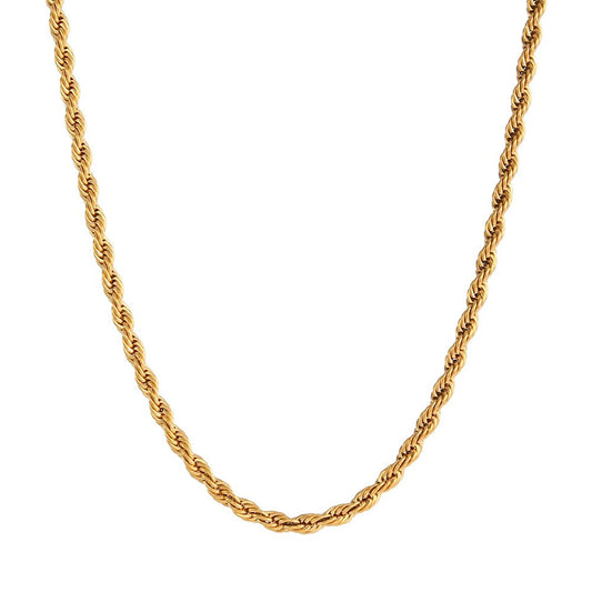 3mm Retro Gold Rope Chain Necklace.
