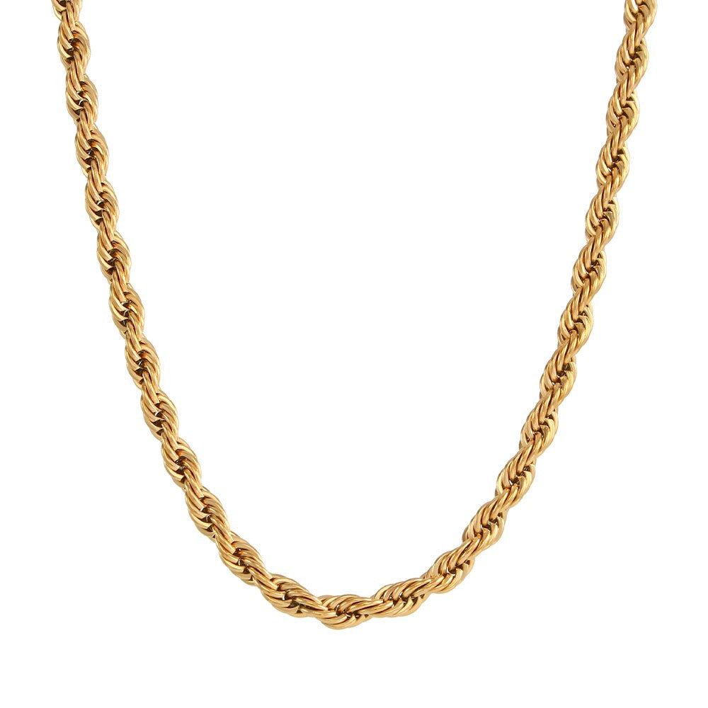 5mm Retro Gold Rope Chain Necklace.