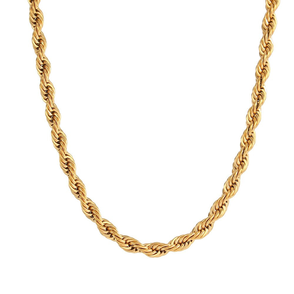 8mm Retro Gold Rope Chain Necklace.