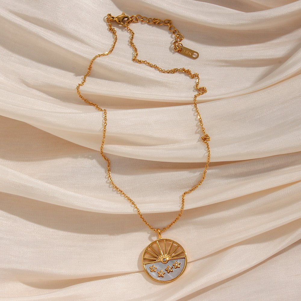 Full view of the Andromeda Gold Necklace.
