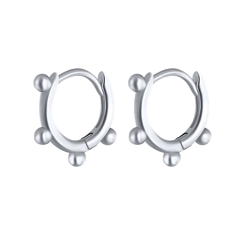 Beaded Hoop Earrings in silver.
