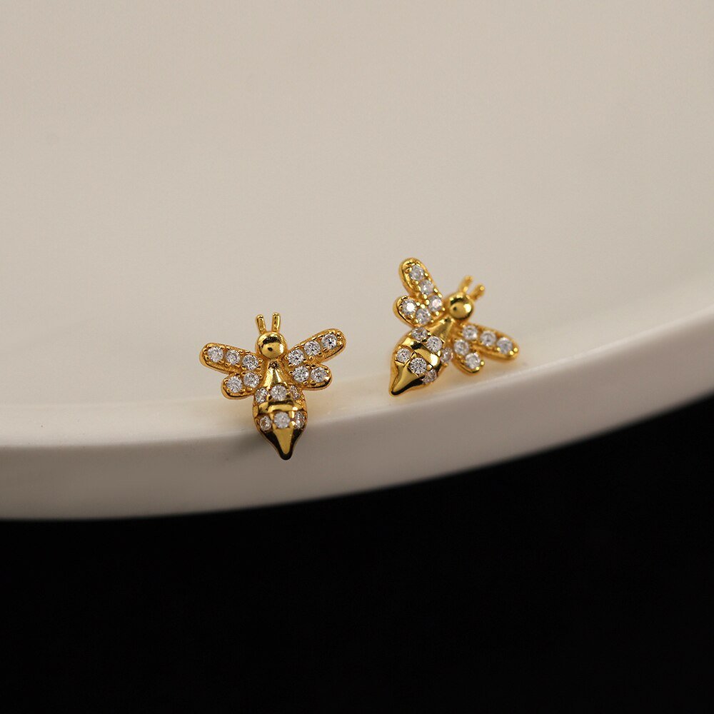 Closeup of the Bee CZ Studs.