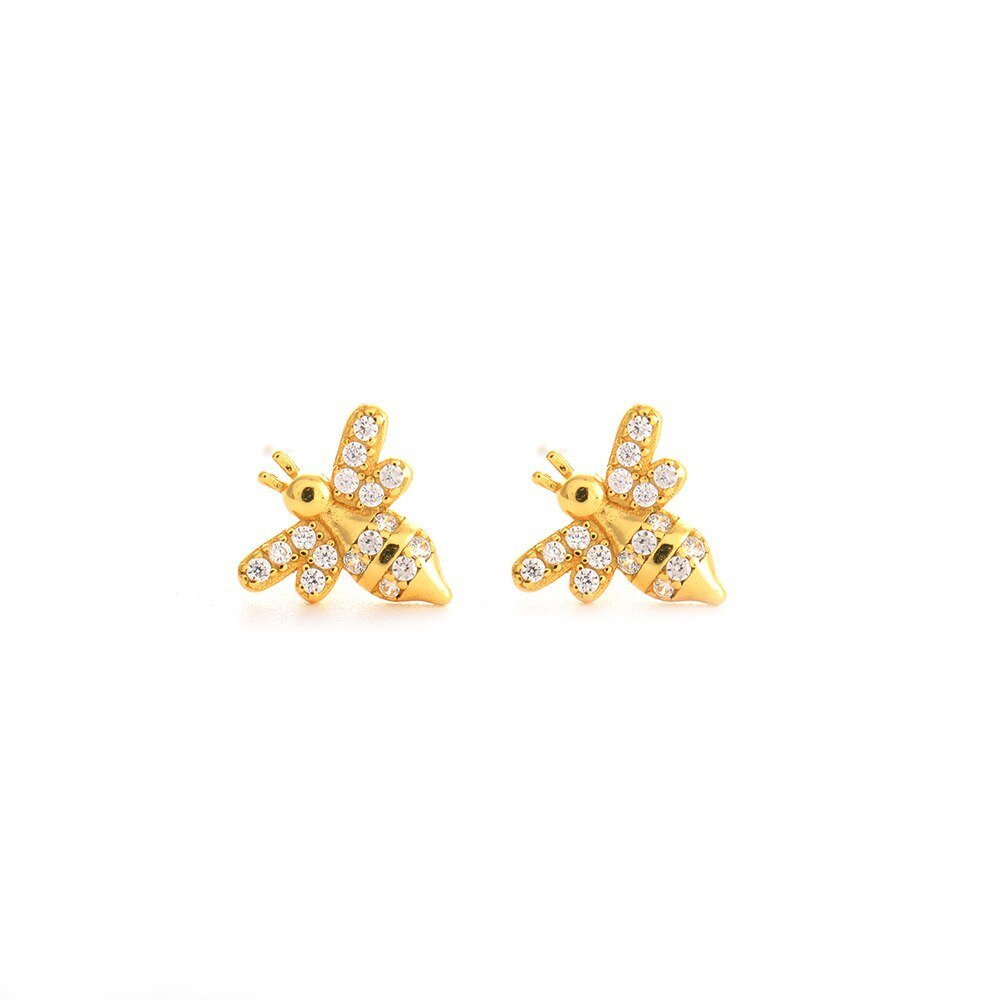 Gold Bee CZ Studs.