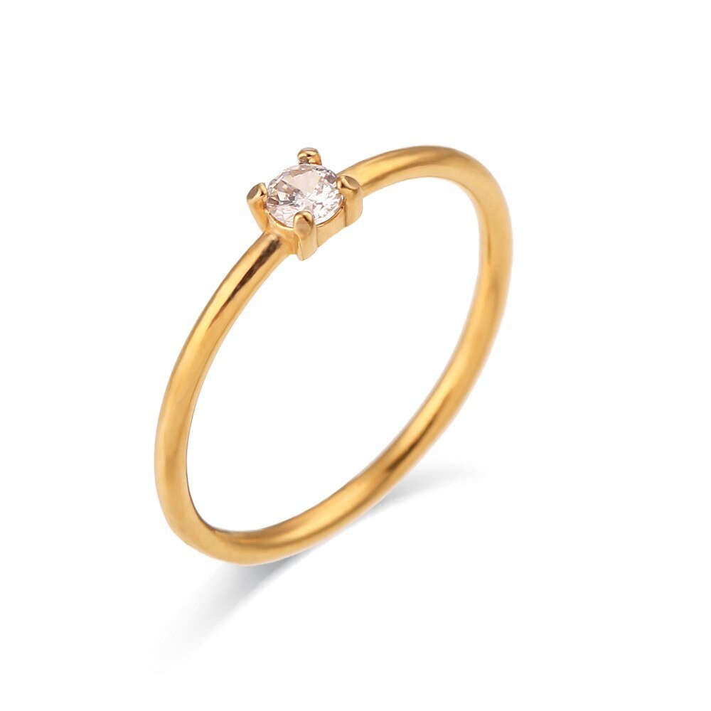 April Birthstone CZ Gold Stacking Ring.