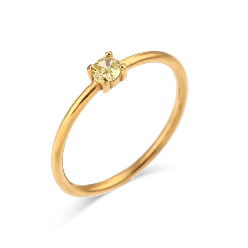 August Birthstone CZ Gold Stacking Ring.