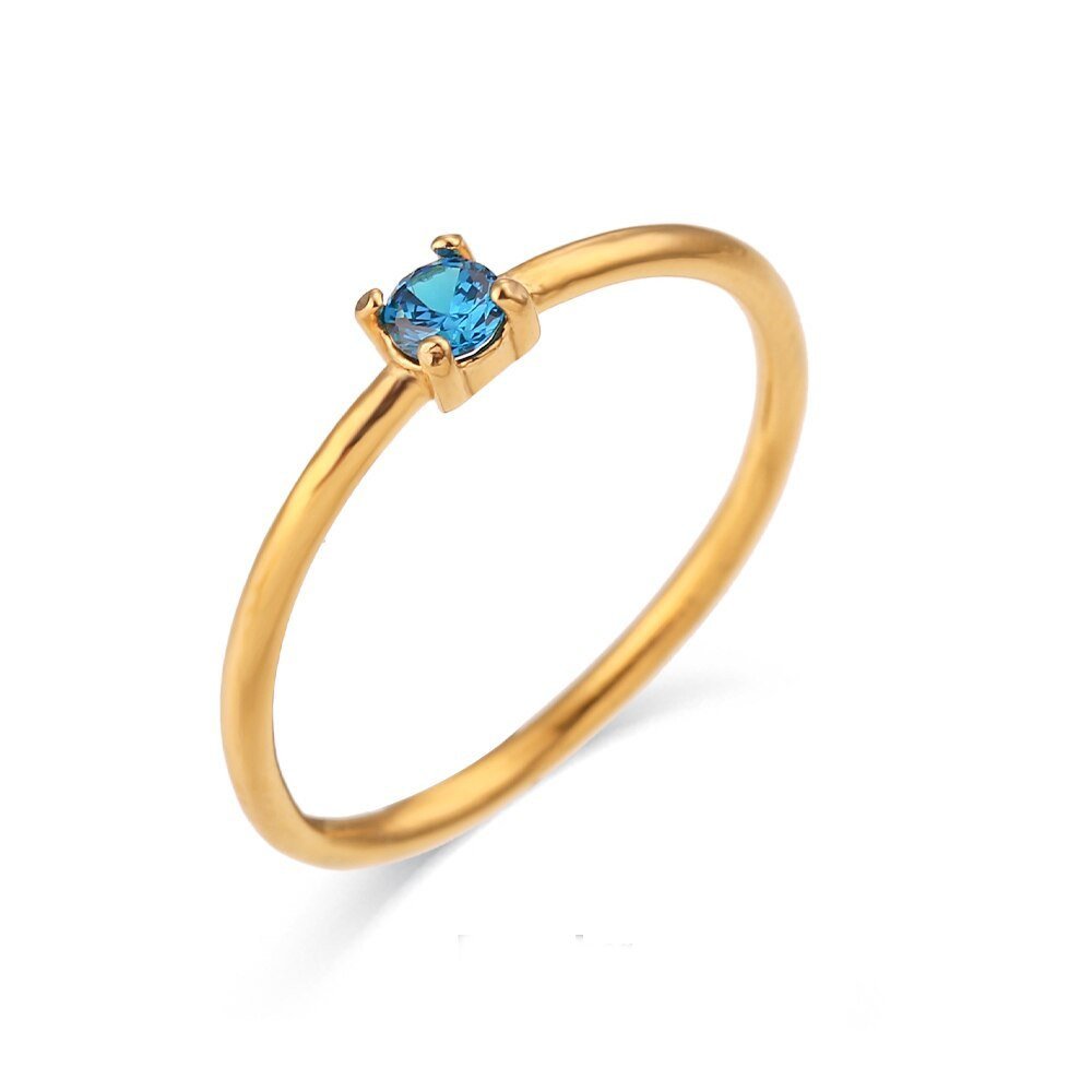 December Birthstone CZ Gold Stacking Ring.