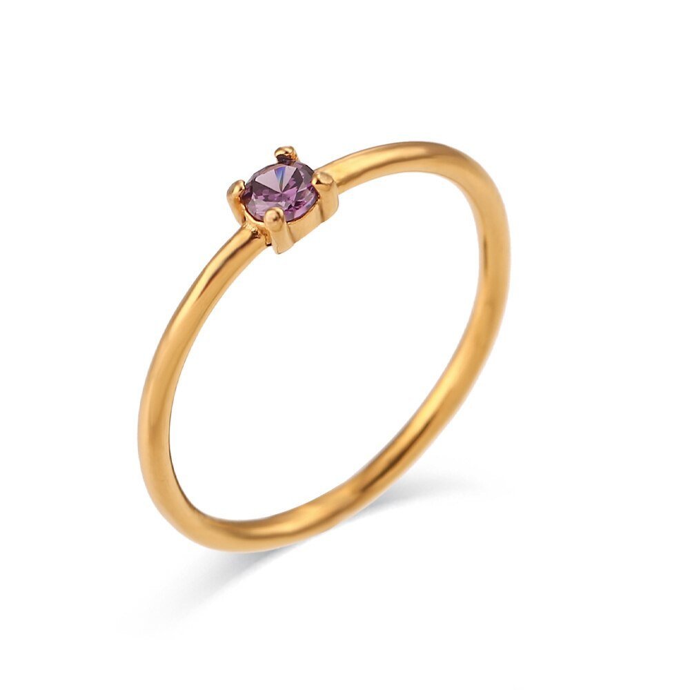 February Birthstone CZ Gold Stacking Ring.