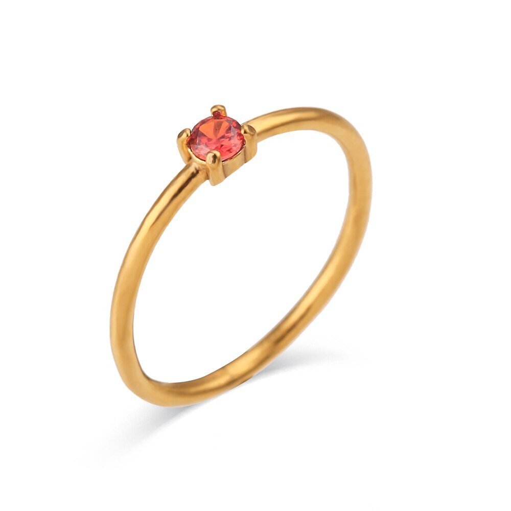 January Birthstone CZ Gold Stacking Ring.