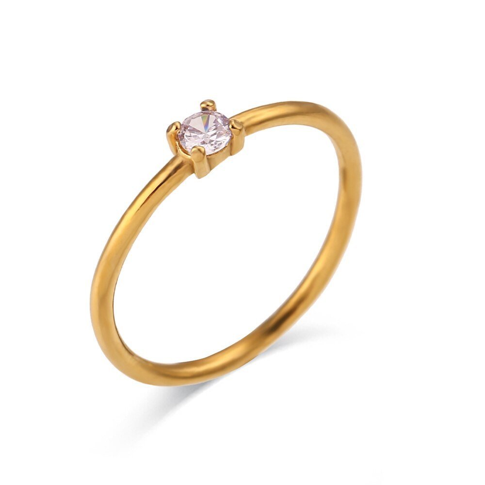June Birthstone CZ Gold Stacking Ring.