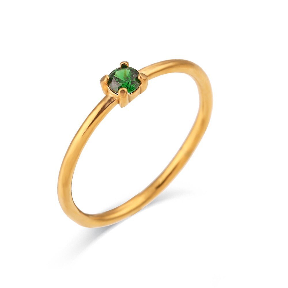 May Birthstone CZ Gold Stacking Ring.