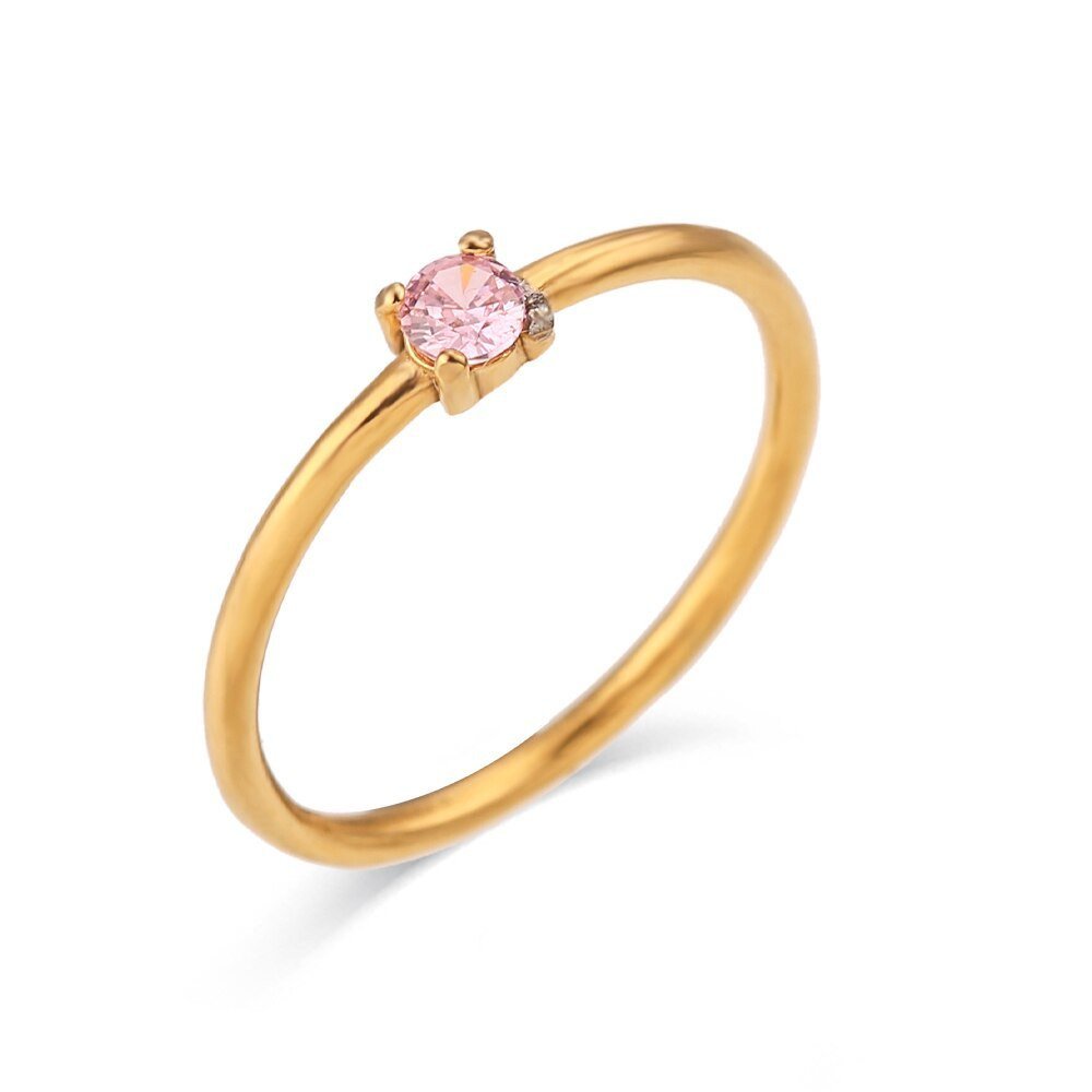October Birthstone CZ Gold Stacking Ring.
