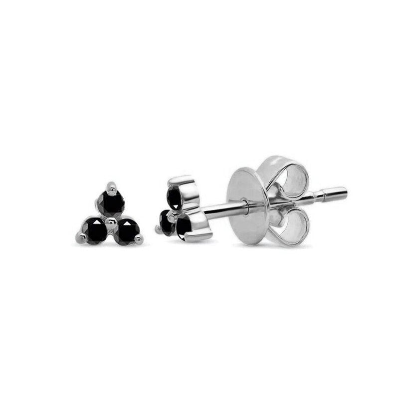 Black Zircon Trinity Studs in silver.