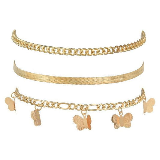 Bonnie Butterfly Anklet Set in gold.