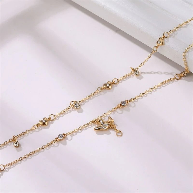 Close up of the Butterfly Gold Anklet Set.