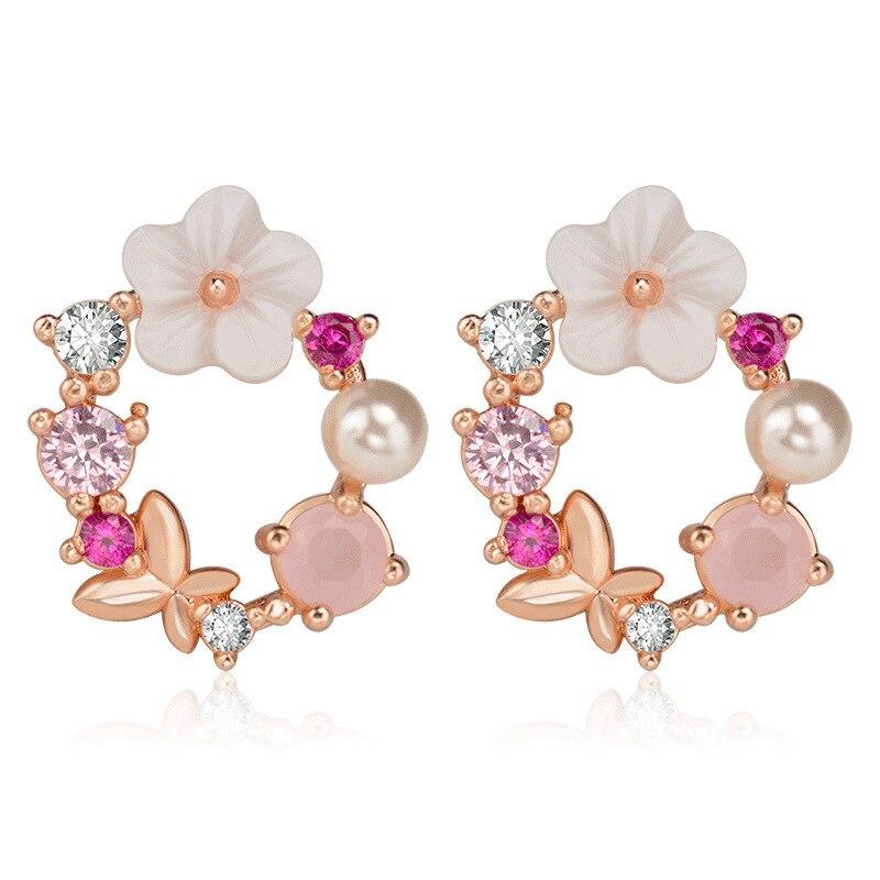 Butterfly Pink Multi-Stone Rose Gold Earrings.
