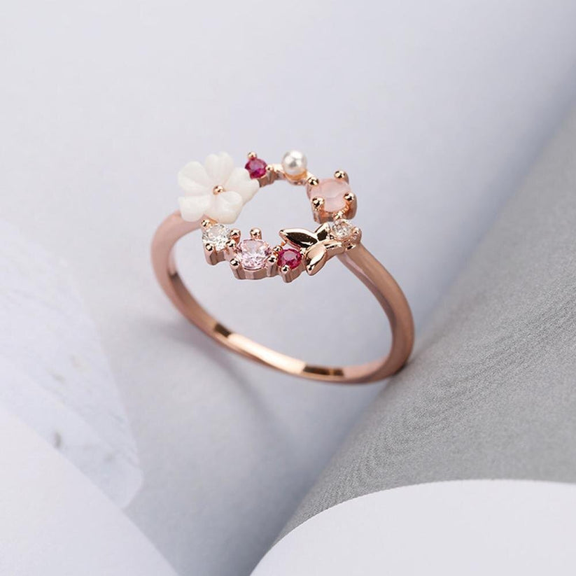Butterfly Pink Multi-Stone Rose Gold Ring – Pineal Vision Jewelry