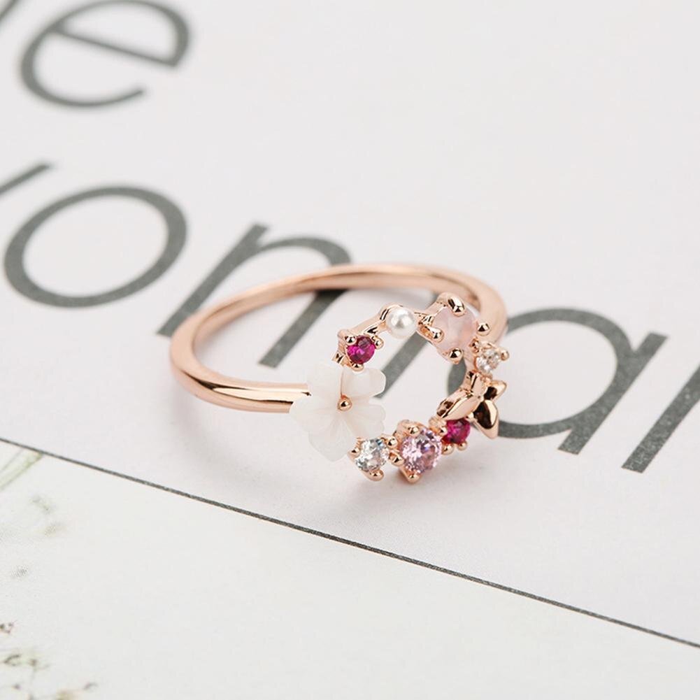 Side view of the Butterfly Pink Multi-Stone Rose Gold Ring.