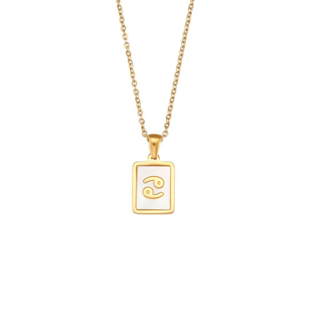 Cancer Mother of Pearl Zodiac Gold Necklace.