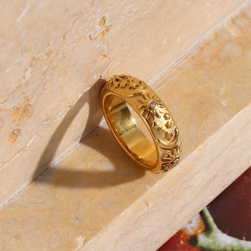 Closeup of Celeste Gold Ring.