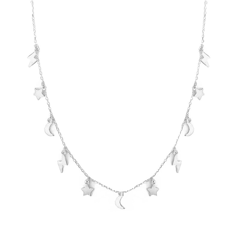 Silver Celestial Confetti Necklace.