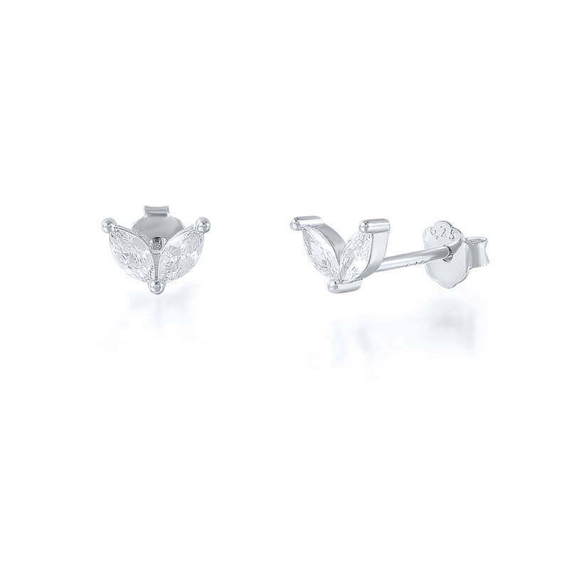 Clear CZ Double Marquise Studs in silver.
