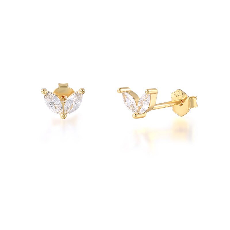 Clear CZ Double Marquise Studs in gold.
