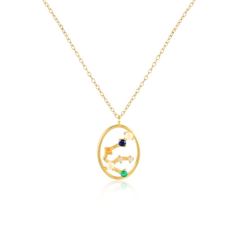 Aquarius Horoscope Constellation Gold Necklace.