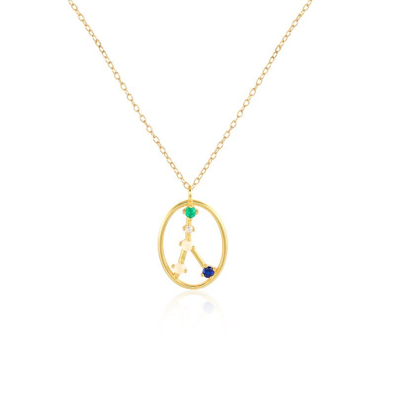 Cancer Horoscope Constellation Gold Necklace.