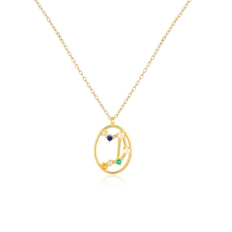 Libra Horoscope Constellation Gold Necklace.