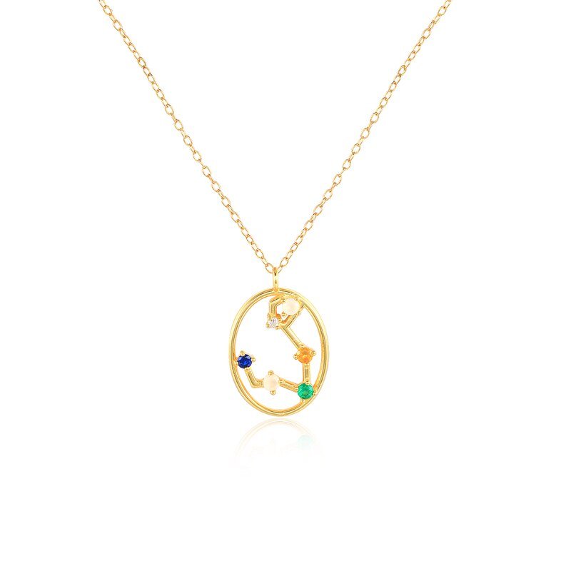 Pisces Horoscope Constellation Gold Necklace.