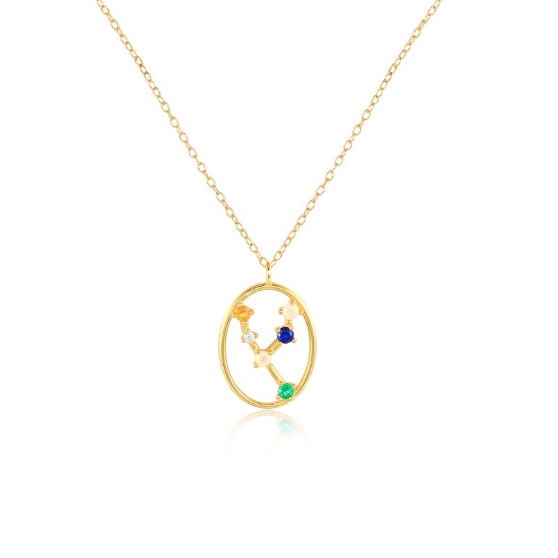 Taurus Horoscope Constellation Gold Necklace.