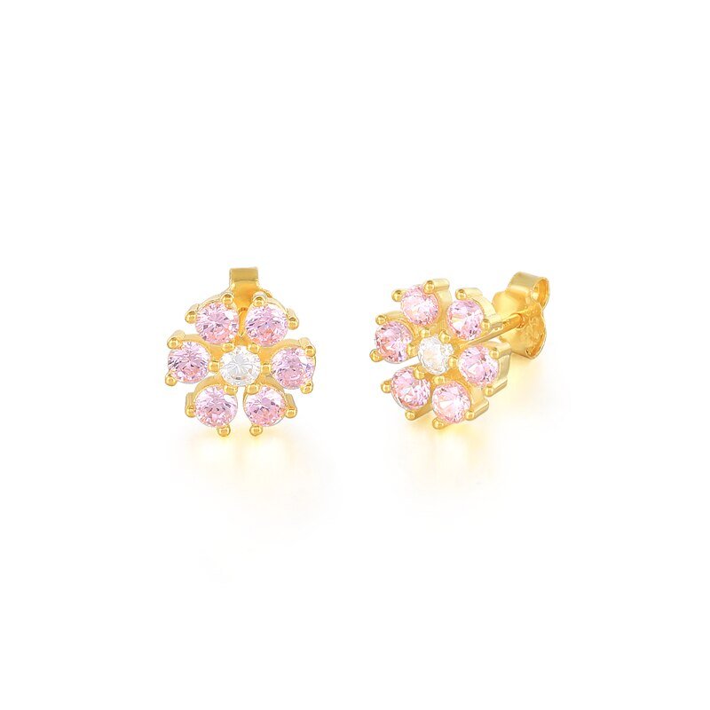 Light Pink CZ Flower Studs.