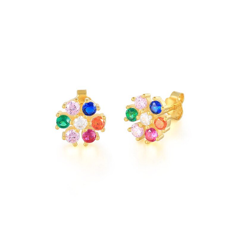 Multi-Color CZ Flower Studs.