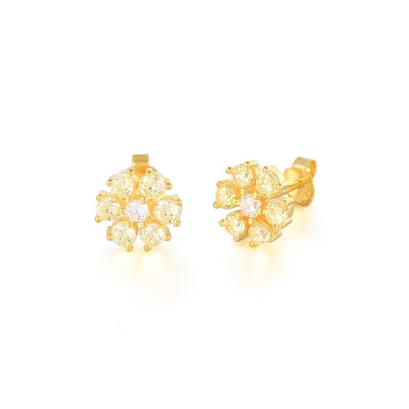 Peach CZ Flower Studs.