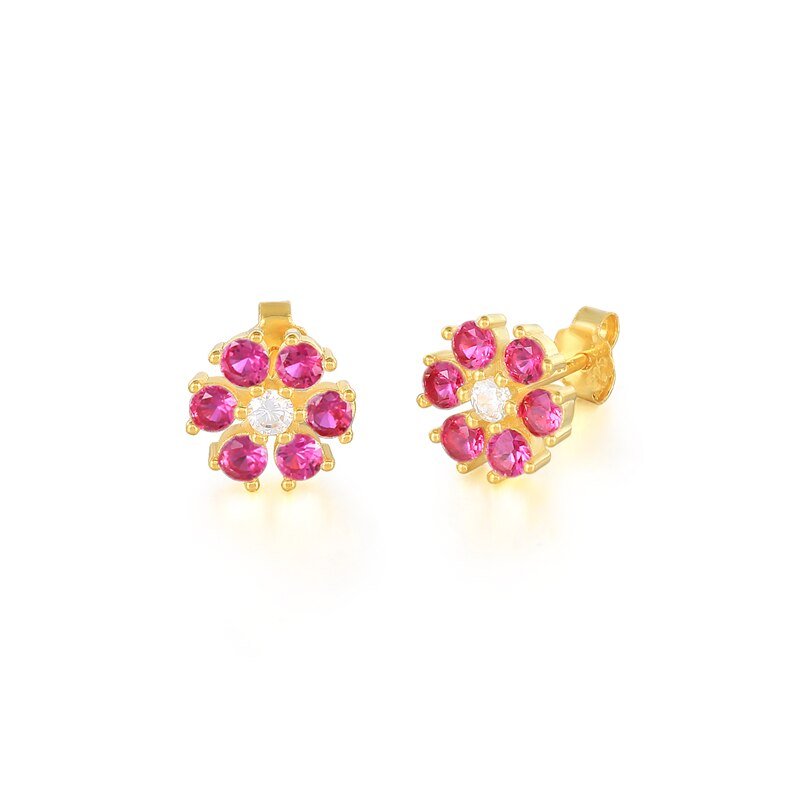 Pink CZ Flower Studs.