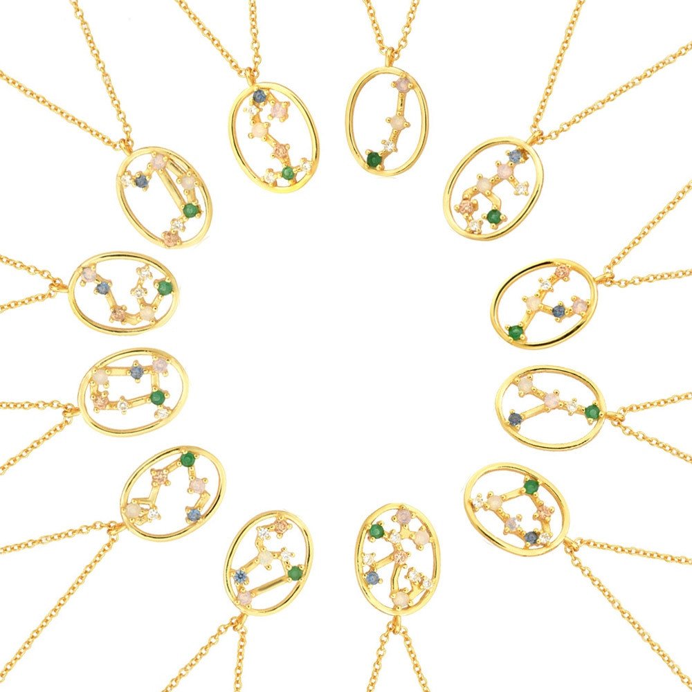 Tewelve Horoscope Constellation Gold Necklaces.