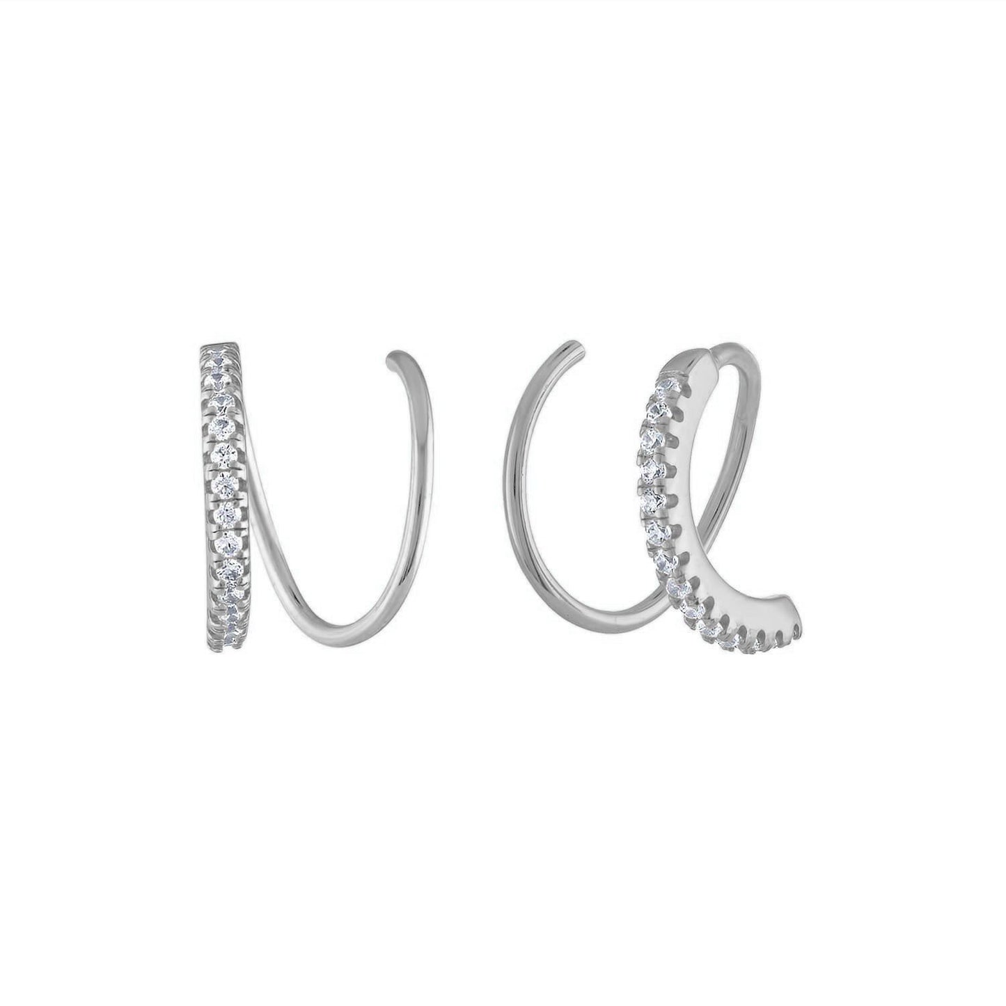 Twist double hoops in silver.