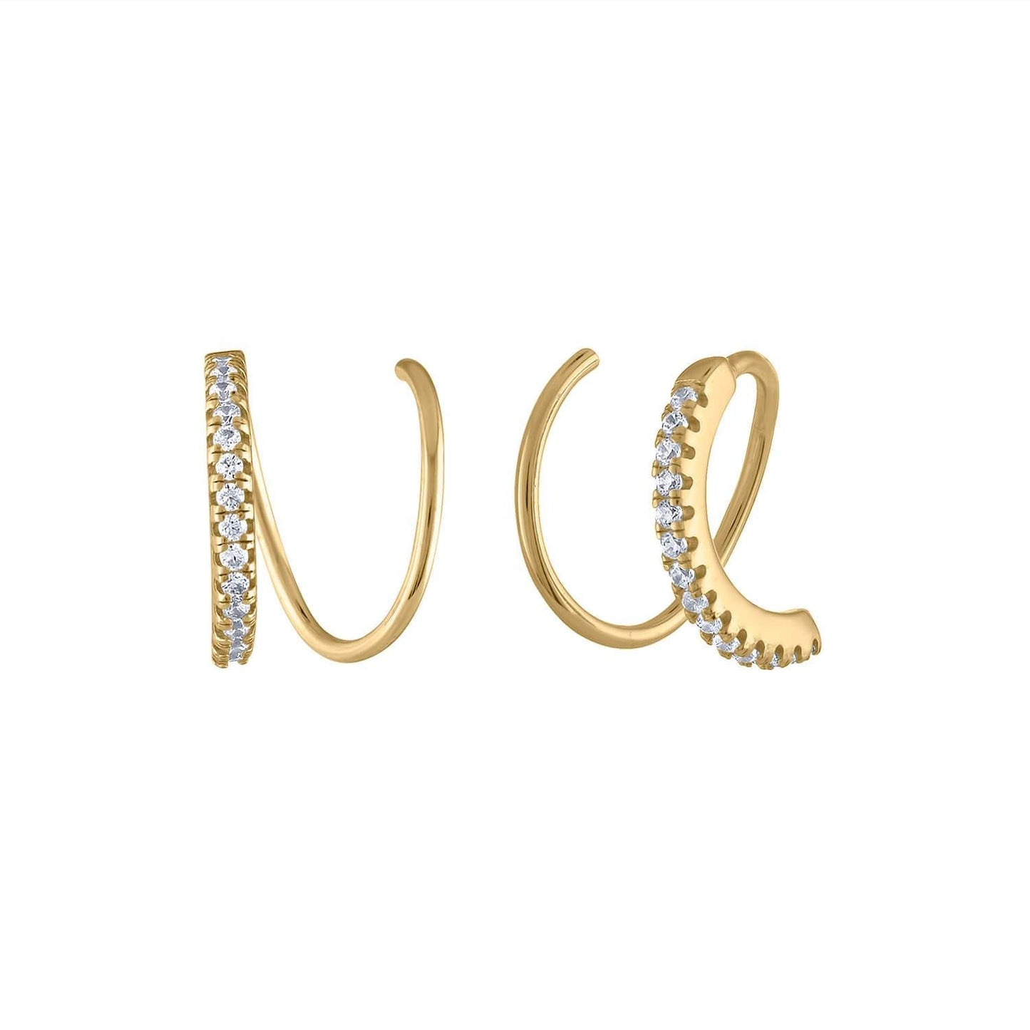 Twist double hoops in gold.