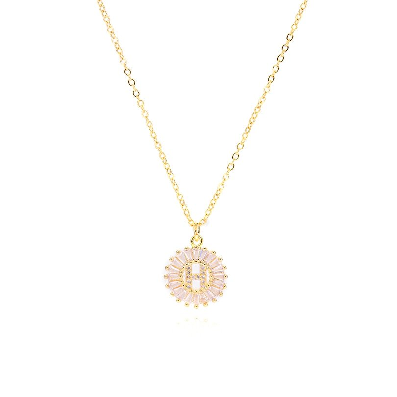Gold Crystal Monogram Necklace, letter H.