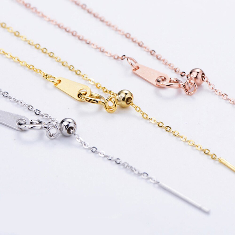 Gold, silver and rose gold necklace options.